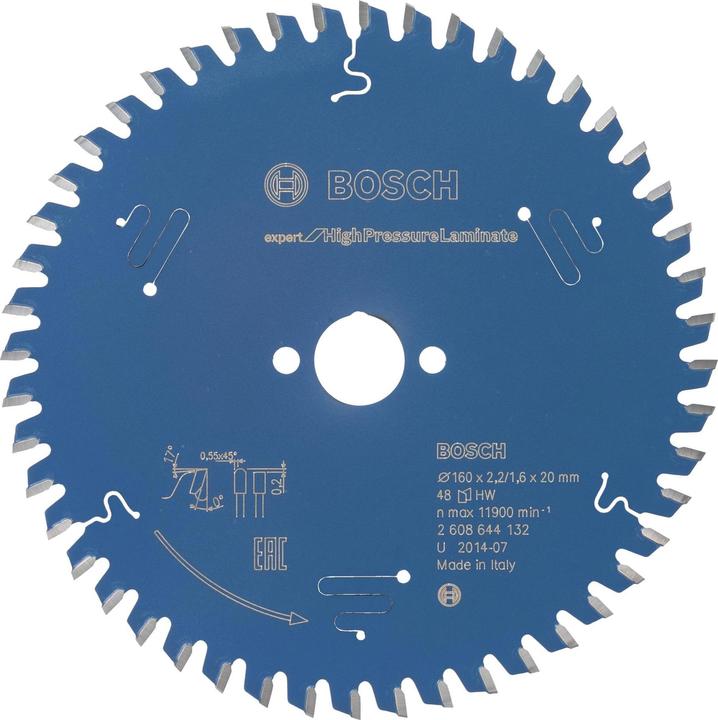 Actual product image Bosch Professional Zubehör Circular saw blade Expert for High Pressure Laminate, 160 x 20 x 2.2 mm, 48