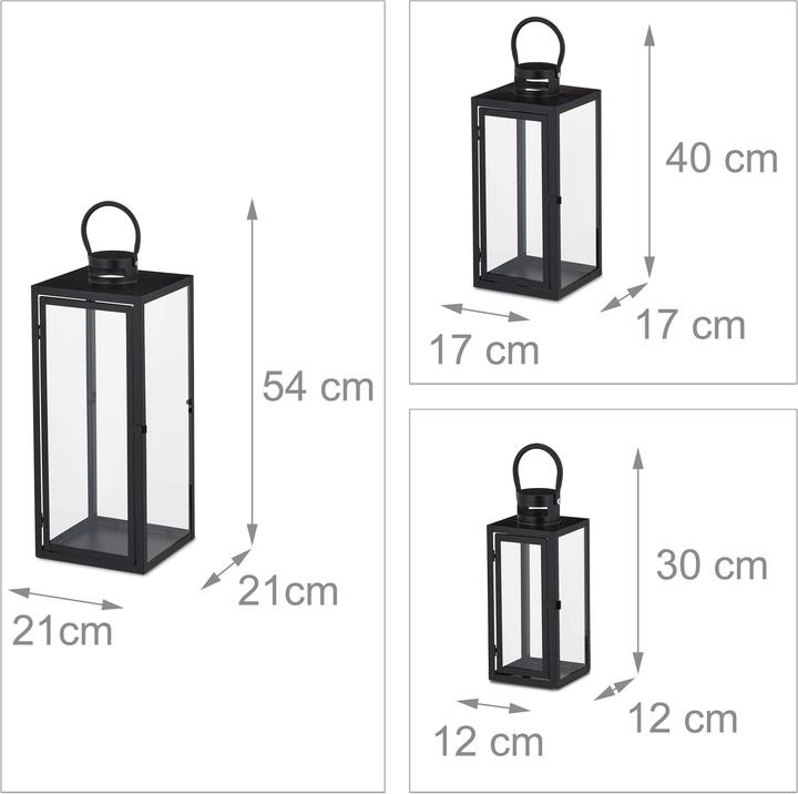 Image du produit Relaxdays Set de 3 lanternes (21 x 21 x 63 cm, 3 x)