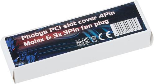 Actual product image Phobya Slot bracket 4Pin Molex 3x 3Pin fan connector