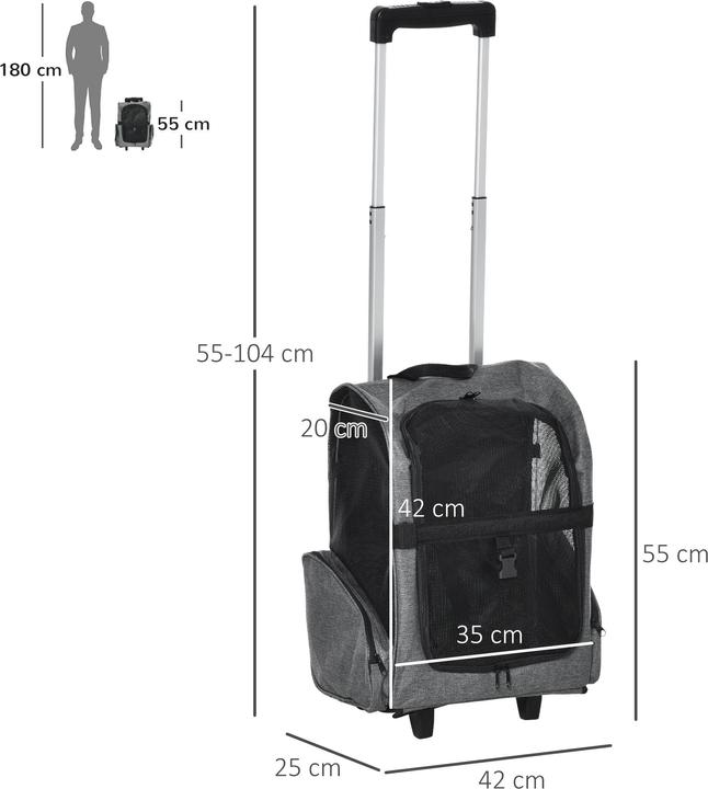 Produktbild PawHut Hundetrolley 2 in 1 Rucksack (Hund, Atmungsaktiv)