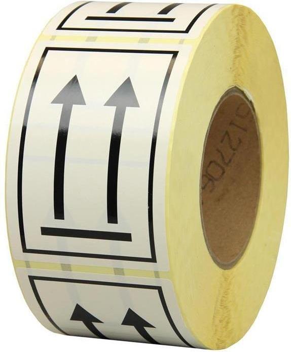 Produktbild Transpak Hinweisetikett Masse 75x105mm Papier weiss mit Symbol Oben