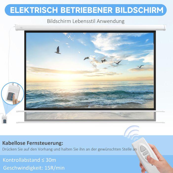 Image du produit Swisshandel24 Écran de projection électrique 266x149cm 16:9 avec télécommande, pour home cinéma, présentation (104.72", 16:9)