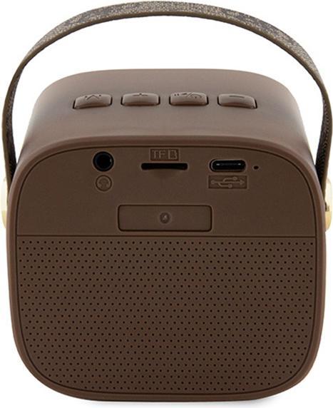 Actual product image Guess głośnik Bluetooth GUWSB2P4SMW Speaker mini brązowy/bown 4G Leather Script Logo with Strap (4 h, Rechargeable battery operated)