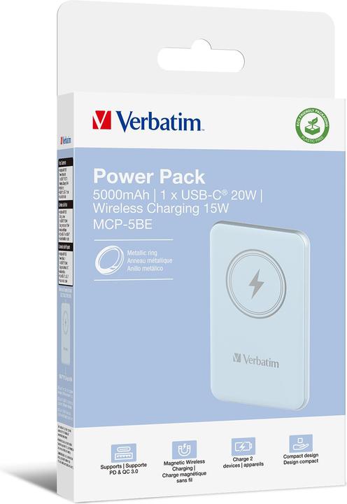 Produktbild Verbatim POWER BANK 5000 BLEU (5000 mAh, 20 W, 18.50 Wh)