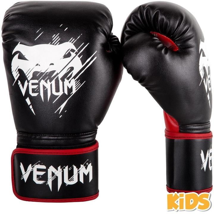 Venum Contender Kids Boxing Gloves - Black-Red (4 OZ, One Size)