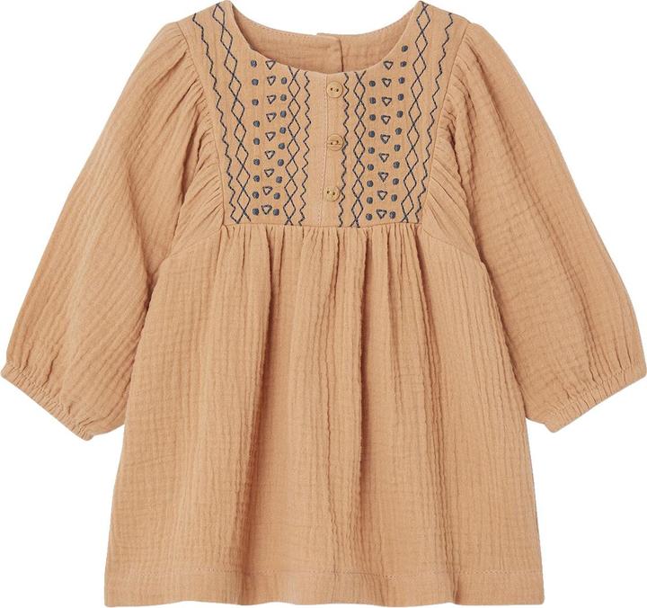 Image du produit Vertbaudet Robe bébé brodée en mousseline de soie (62)