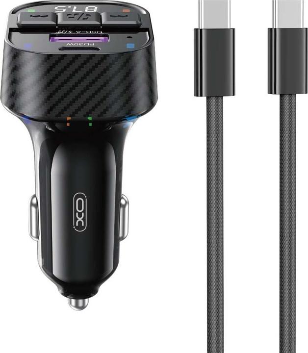 Image du produit xO émetteur FM BCC17 Bluetooth MP3 chargeur de voiture 30W noir + câble USB-C - USB-C