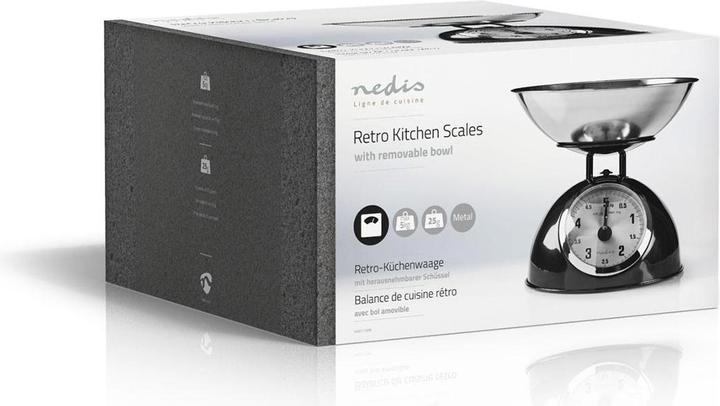 Produktbild Nedis Küchenwaage - Retro Haushalt - 5 kg Wiegekapazität - Abnehmbare Edelstahlschüssel - 25 g Wie