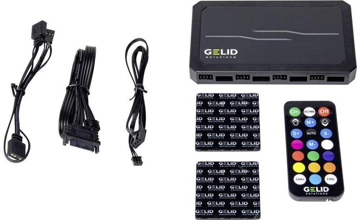 Actual product image Gelid RF-RGB-MP-02 Amber 8 PRO Bundle PC fan controller (W x H x D) 130 x 17 x (120 mm, 5 x)