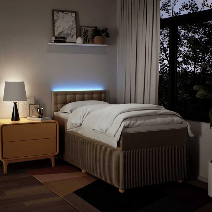 Produktbild VidaXL Boxspringbett Doppelbett Polsterbett Bett Matratze Creme 180x200cm Stoff (180 x 200 cm, 180 x 200 cm)