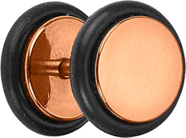 Star Piercing Fake Plug rosegold mit O-Ring und Titanium Beschichtung (ohne Messing, Chirurgenstahl 316L)