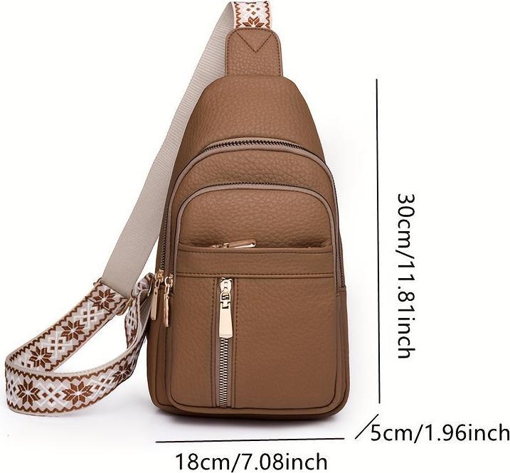 Immagine prodotto Only-Bags.Store Borsa da petto vintage con tasche multiple e chiusura a zip, borsa a tracolla casual sportiva