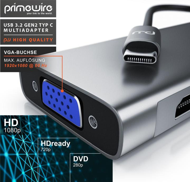 Image du produit Primewire Adaptateur universel de type C (USB-C, 9.60 cm)