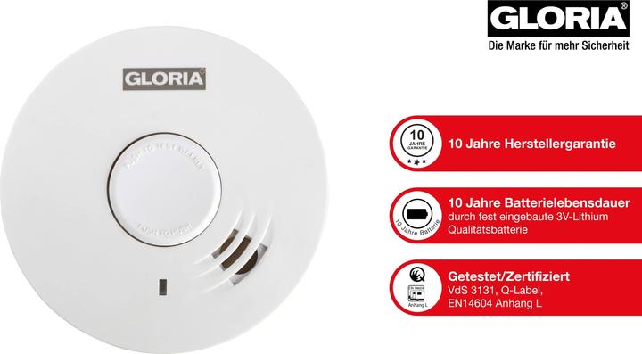 Produktbild Gloria Haus und Garten R-10 002518.0015 Rauchwarnmelder inkl. 10 Jahres-Batterie batteriebetrieben