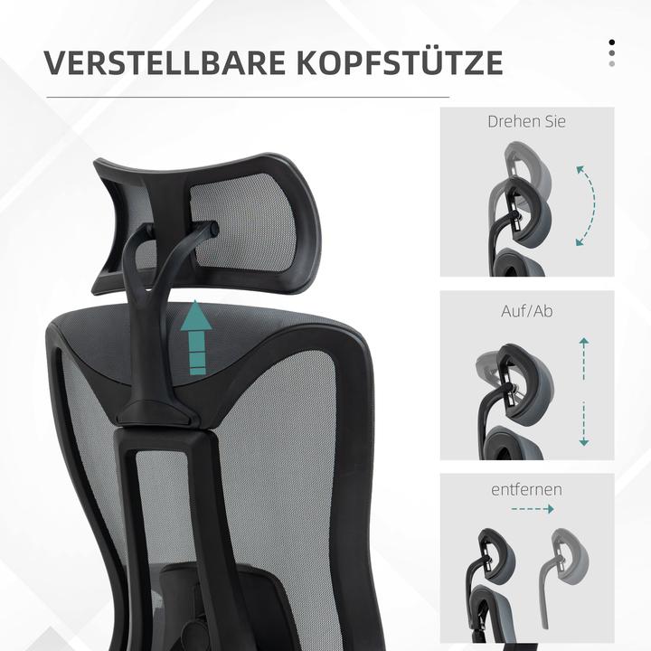 Produktbild Vinsetto Bürostuhl mit verstellbarer Kopfstütze