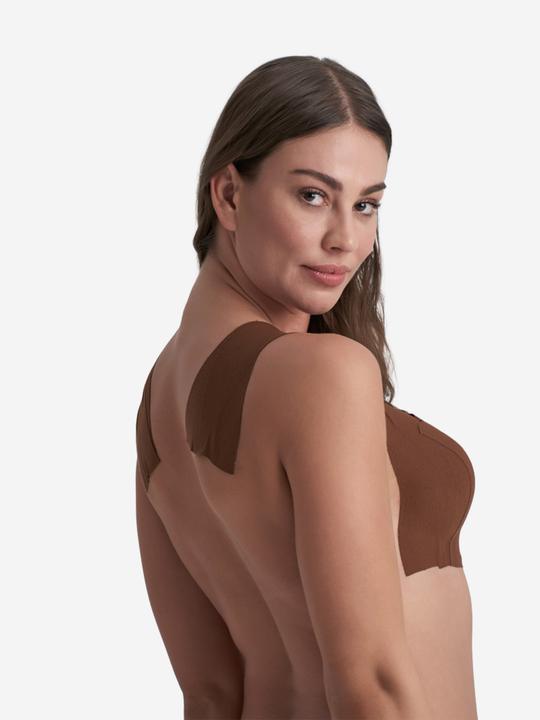 Image du produit Bye Bra Ruban De Corps 5m X 6,5 cm + 3 Paires De Cache-Tétons En Satin Marron Foncé (Une unité par pack, Taille unique)