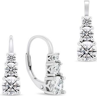 Brilio Silver - Elegant silver jewelry set with zircons SET221W (earrings. pendant)