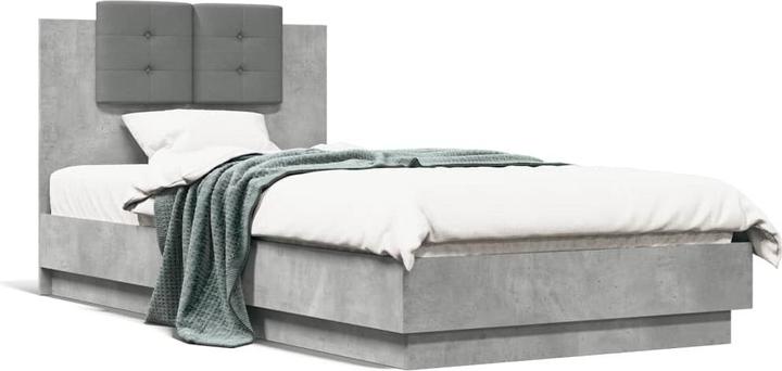 Produktbild VidaXL Bettgestell mit Kopfteil Betongrau (75 x 190 cm)