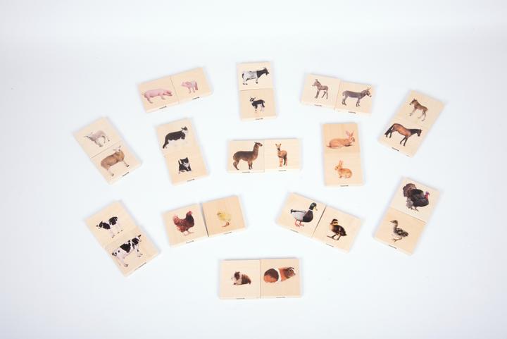 Image du produit TickiT Jeu de paires d'images d'animaux domestiques (Mémo) en bois (28 pièces) (Français, Allemand, Anglais, Italien)
