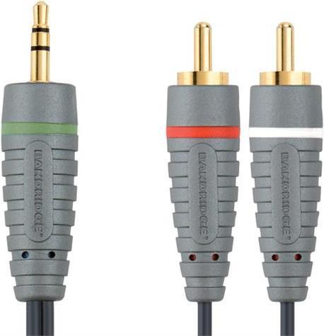 Actual product image Bandridge BLUE 3.5mm stereo jack - Stereo RCA (2 m, 3.5mm jack (AUX), Cinch)