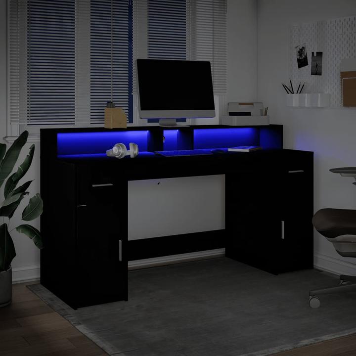 Immagine prodotto VidaXL Scrivania LED Scrivania per computer Scrivania da lavoro Scrivania per laptop Scrivania per ufficio (160 x 55 x 91 cm)