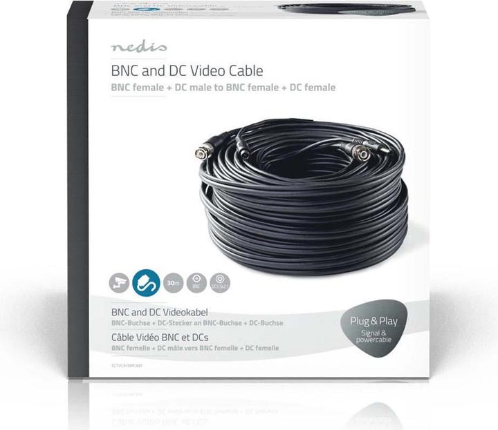 Immagine prodotto Nedis Cavo di sicurezza CCTV | BNC / DC | 30,0 m | rotondo | PVC | nero | confezione di cartone (Cavi antenna)