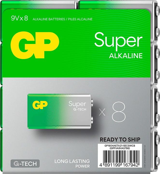 Immagine prodotto GP Batteries Batteria 9 V Batterie super alcaline 9V, 8er (1 pz., 9V Block)