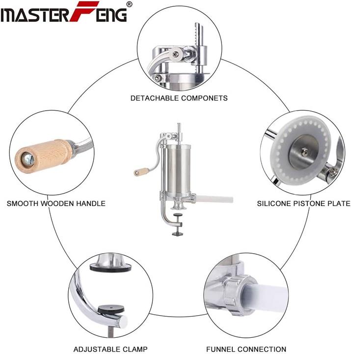 Actual product image Master feng Sausage Filling Machine with Suction Foot 2,5 LBS Vertical
