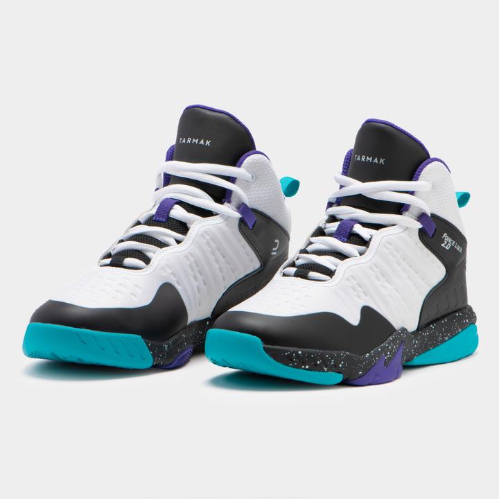 Image du produit Tarmak Chaussures de Basket Intermédiaire Enfants SS500H - Blanc/Noir/Pourpre (38)