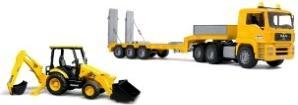Produktbild Bruder MAN TGA Tieflader mit JCB MIDI Baggerlader