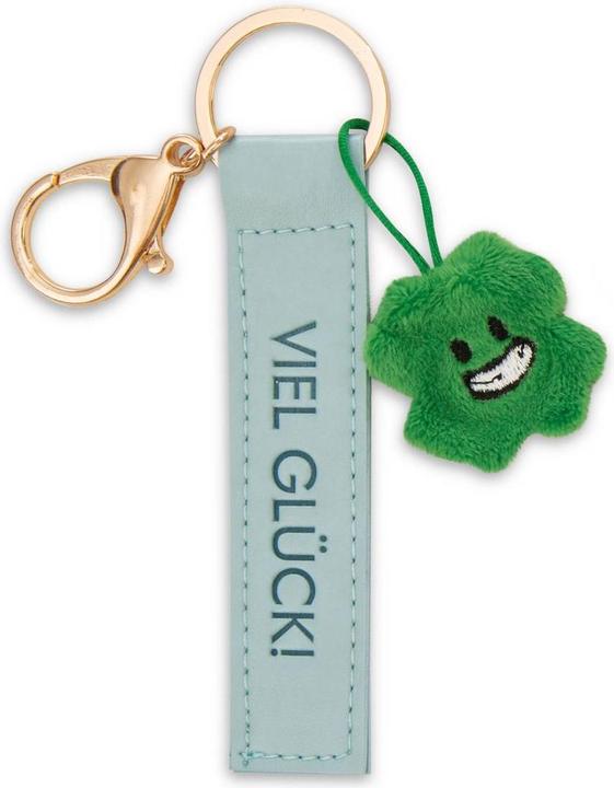 Magni NICI Schlüsselanhänger Viel Glück! Kunstlederband mit Kleeblatt türkis 10cm