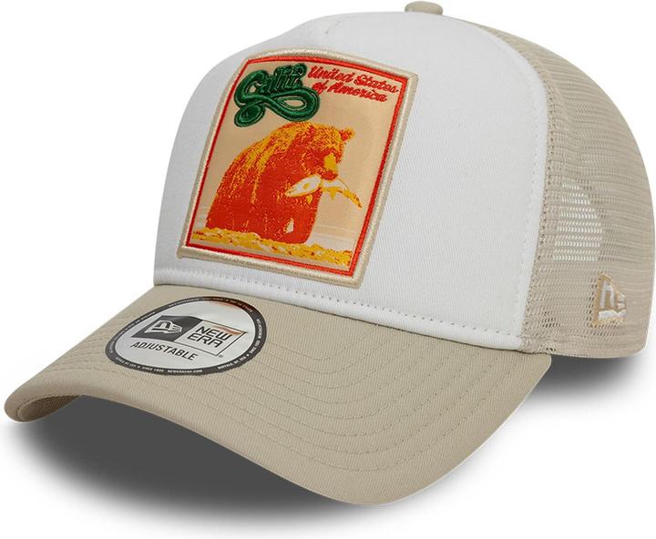 Actual product image New Era A-Frame Mesh Trucker Cap - California Patch Beige (One size)