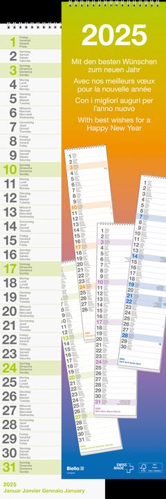 Valeurs nutritives et ingrédients Biella Calendrier mural (12 x 54,5 cm, Non contraignant, Français, Allemand, Anglais, Italien)