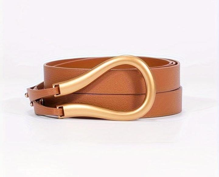 Image du produit Only-Bags.Store Tendance Fer à cheval Boucle Punk Ceinture Noir PU Cuir Ceinture Taille Réglable Manteau Ceinture