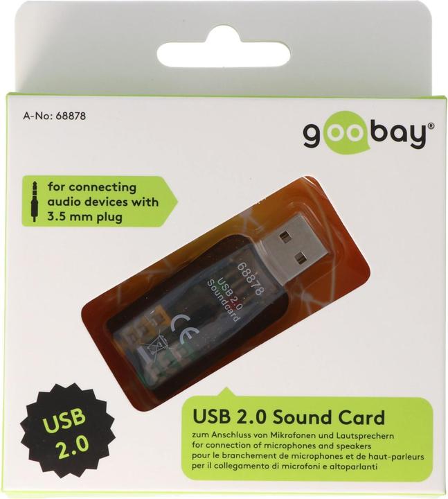 Produktbild AccuCell Soundkarte USB 2.0 zum Anschluss von Mikrofon und Kopfhörer