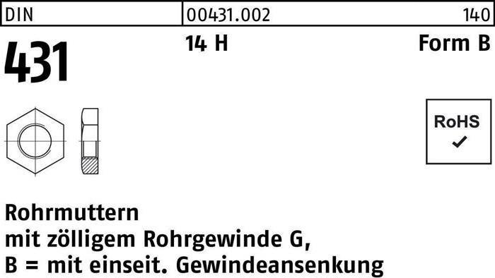 Produktbild Rohrmutter DIN 431 BG 1 1/4 14 H (G1/4")