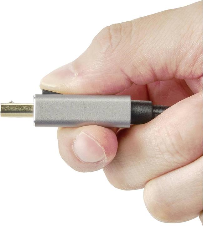 Actual product image Renkforce RF-4995158 DisplayPort Cable (1x DisplayPort Male - 1x HDMI Male) Black Aluminium (3 m, DisplayPort)