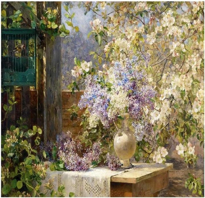 Actual product image Enjoy Puzzle ENJOY-1134 - Marie Egner: In the Blossoming Bower, puzzle, 1000 pieces (1000 pieces)