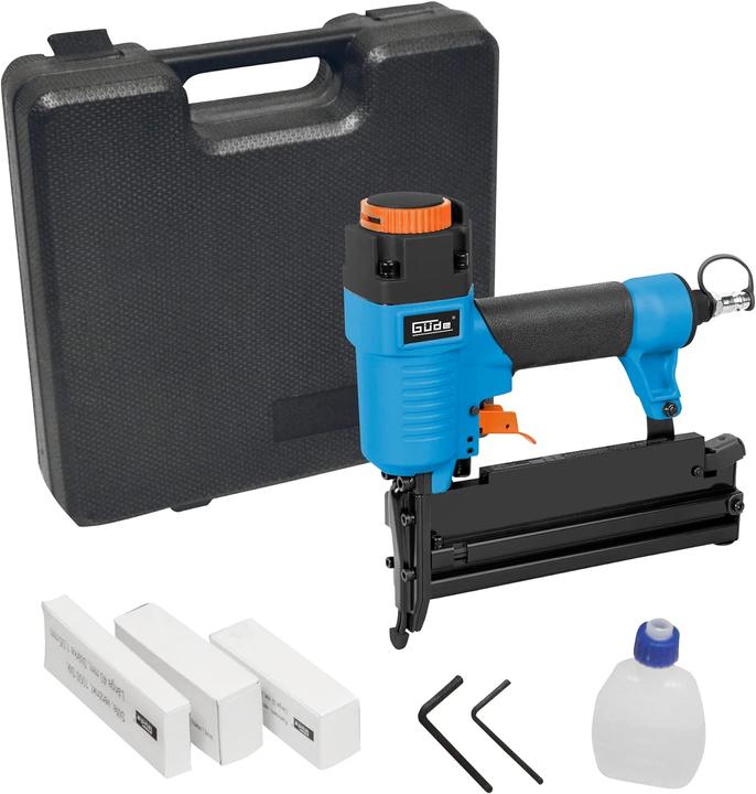 Produktbild Güde Druckluft Klammergerät / Nagler 3 in 1 20 - 40 mm 4 - 7,5 bar + 800 tlg. Nagel / Klammer Set +