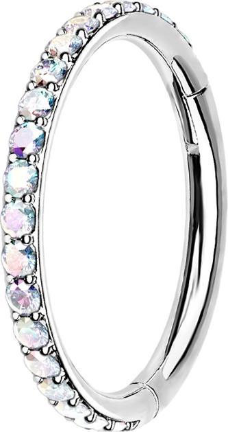 Immagine prodotto Star Piercing Anello a micro segmenti con cerniera in argento con cristalli multicolore (Acciaio chirurgico 316L, senza ottone)