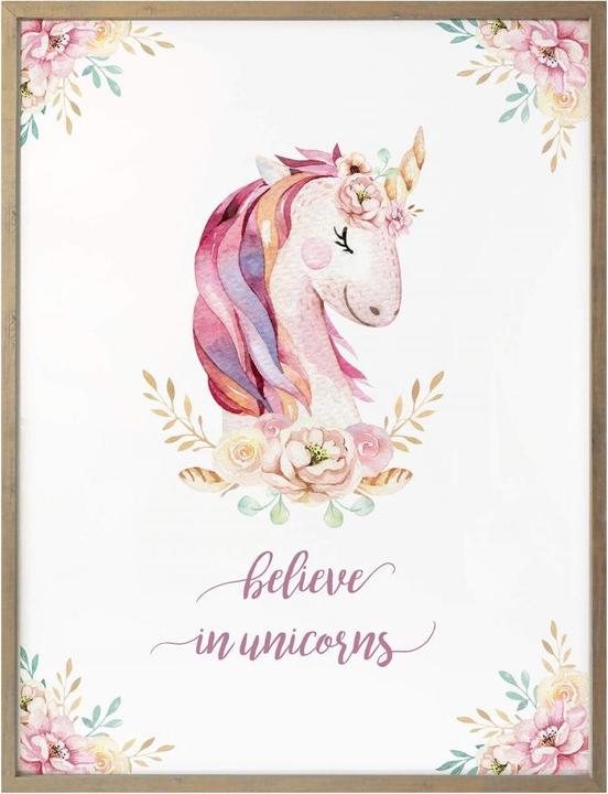 Produktbild Trenddeko Kvilis - Believe in Unicorns - Einhorn mit Blumen (50 x 60 cm)