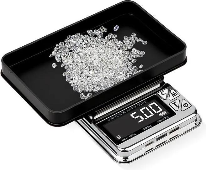 Actual product image Swissdetector Portable electric scale USB rechargeable - 0,01 X 1000g