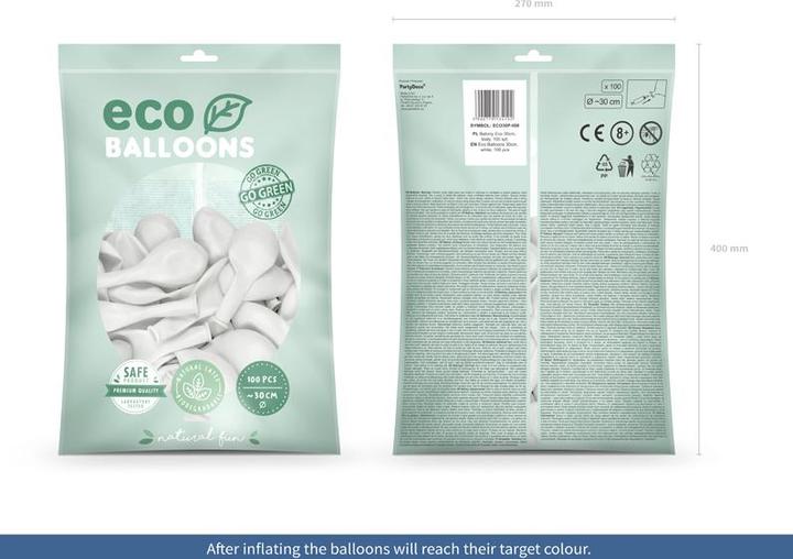 Productafbeelding Partydeco Eco Ballonnen 30cm pastel, wit (1 pkt / 100 st.)