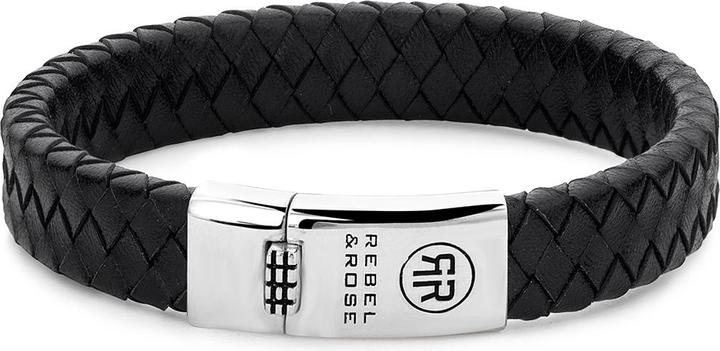 Image du produit Rebel Rose -ack bracelet en cuir Braided Flat 925ack RR-L0141-S - Dimension : 19 cm - L (19 cm, Cuir, Argent 925)