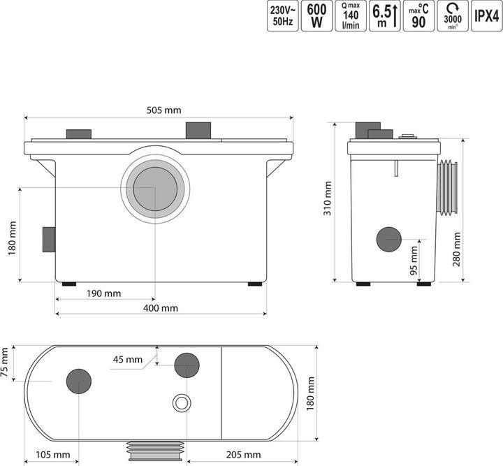 Actual product image Toya WAVE WC PUMP 600W WITH CHAMBER (Domestic water pump)