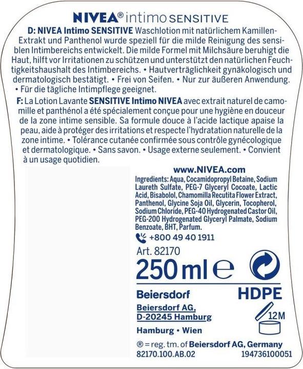 Image du produit NIVEA Intimo (250 ml, Lotion de toilette intime)