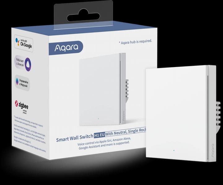 Productafbeelding Aqara Smart Wall Switch H1 Grau With Neutral, Single Rocker (Zigbee)