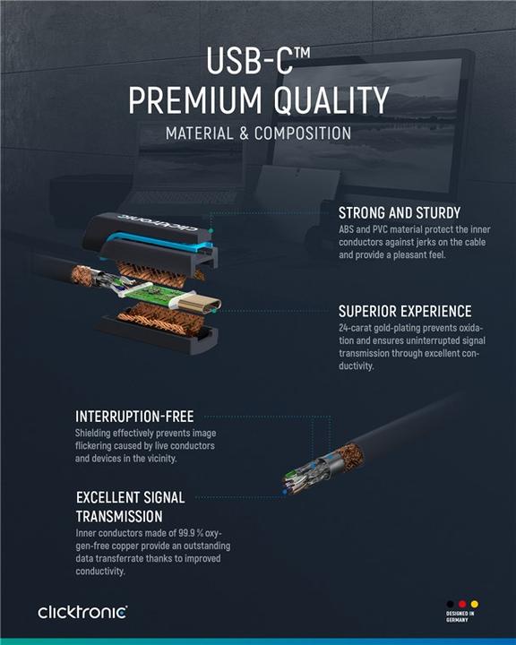 Produktbild clicktronic USB-C Adapterkabel (3 m, USB 3.0)