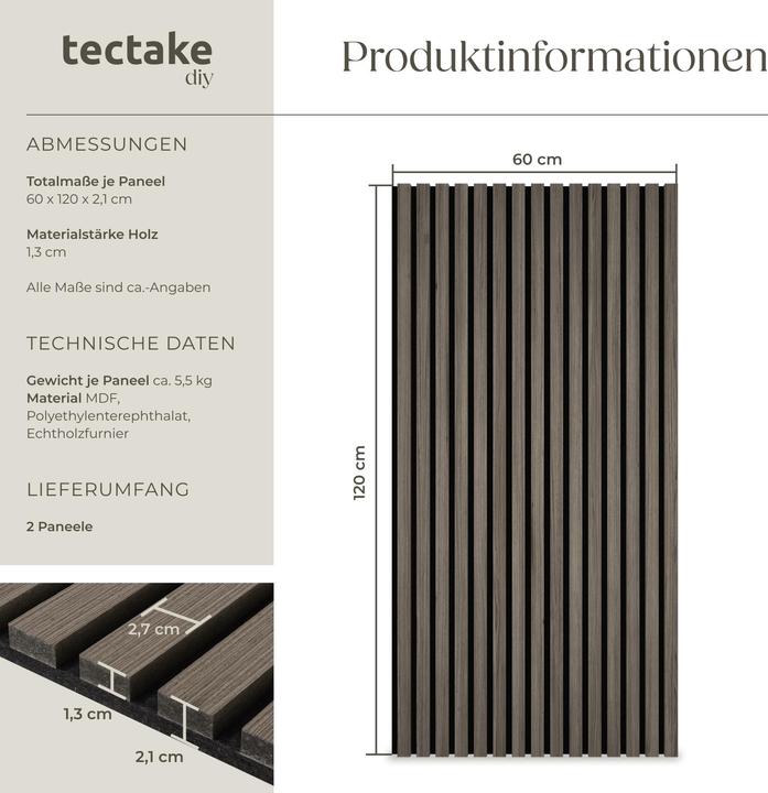 Image du produit tectake Lot de 2 panneaux acoustiques Sonic Wall imitation bois (2 pcs)