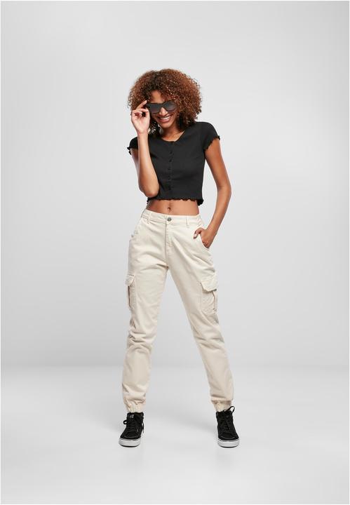 Immagine prodotto Urban Classics Ladies Cropped Button Up Rib Tee (XL)